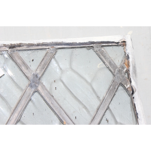 442 - Antique diamond pattern lead lined window pane, approx size 87cm x 45cm