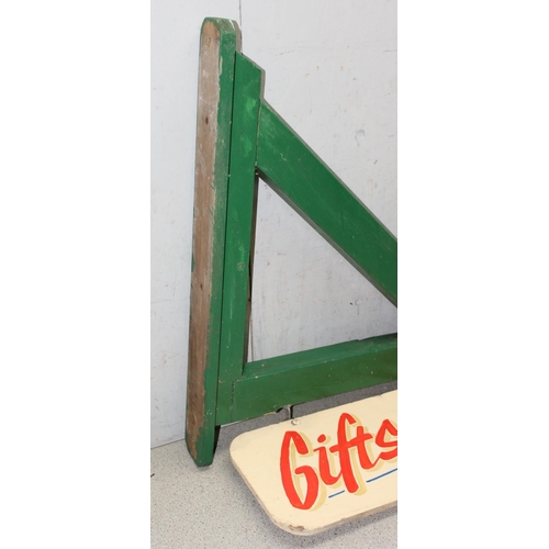 450 - Painted wooden 'Gifts Galore' wall mounted sign approx 66cm W x 86cm H