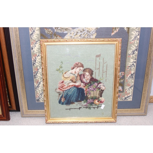 451 - 6 assorted framed tapestry pictures, largest approx 78cm x 58cm