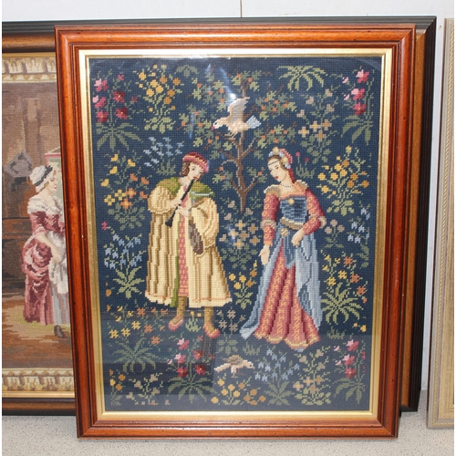 451 - 6 assorted framed tapestry pictures, largest approx 78cm x 58cm