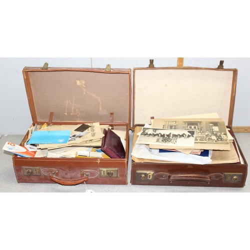 564 - 2 vintage suitcases full of ephemera and photos, seemingly belonging to the same family