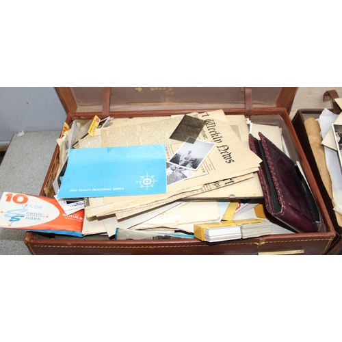 564 - 2 vintage suitcases full of ephemera and photos, seemingly belonging to the same family