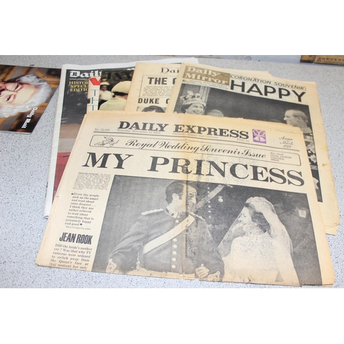 565 - Box of vintage newspapers from dates associated with Royal events