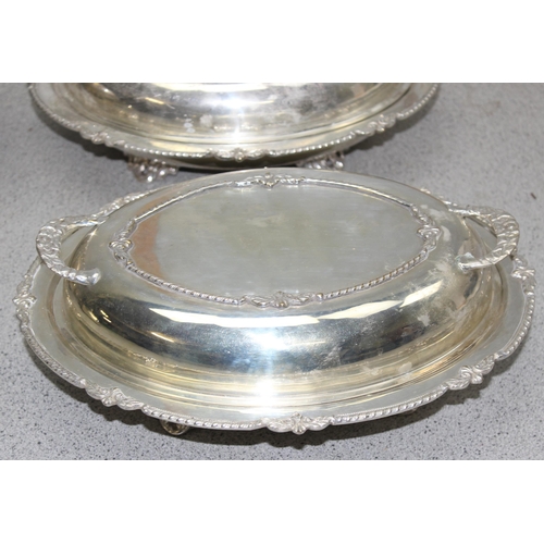 1067 - Qty of assorted antique and vintage silver plated entrée dishes, 5 in total, approx 6.6kg gross