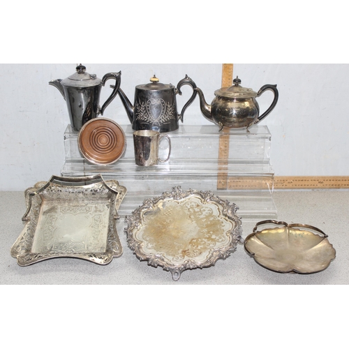 1068 - Qty of assorted silver plated items, mainly antique pieces, approx 4.6kg gross