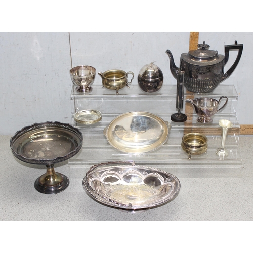 1071 - Qty of assorted silver plated items, mainly antique pieces, approx 4.6kg gross