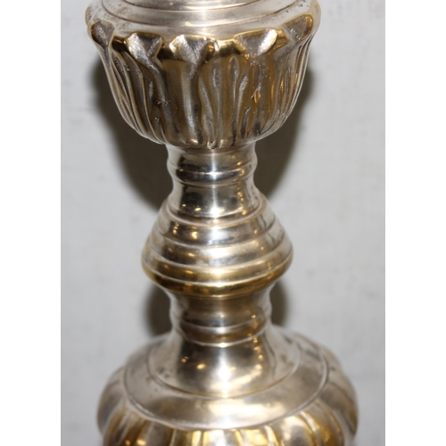 1074 - A large pair of impressive silver plated ecclesiastical style alter candlesticks with pricket holder... 