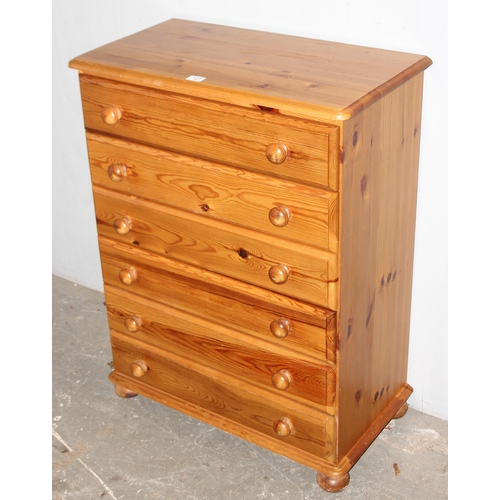 127 - A modern pine 6 drawer chest of drawers, approx 75cm wide x 45cm deep x 100cm tall