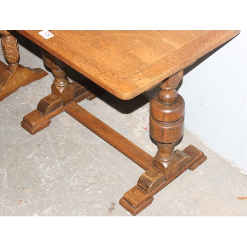 128 - 2 small vintage oak side tables. the largest approx 65cm wide x 45cm deep x 55cm tall