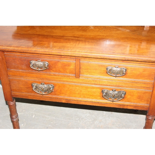 133 - An Art Nouveau period dressing table with mirror, approx 102cm wide x 52cm deep x 160cm tall