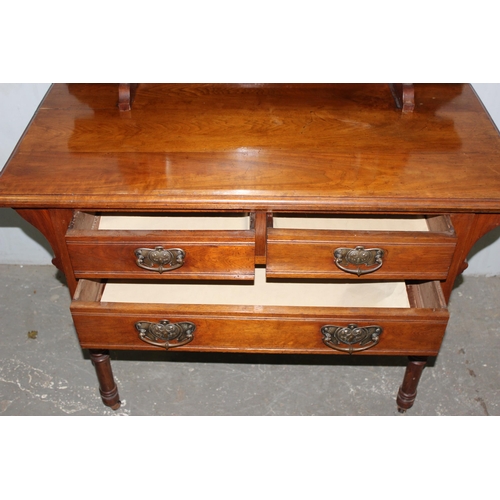 133 - An Art Nouveau period dressing table with mirror, approx 102cm wide x 52cm deep x 160cm tall