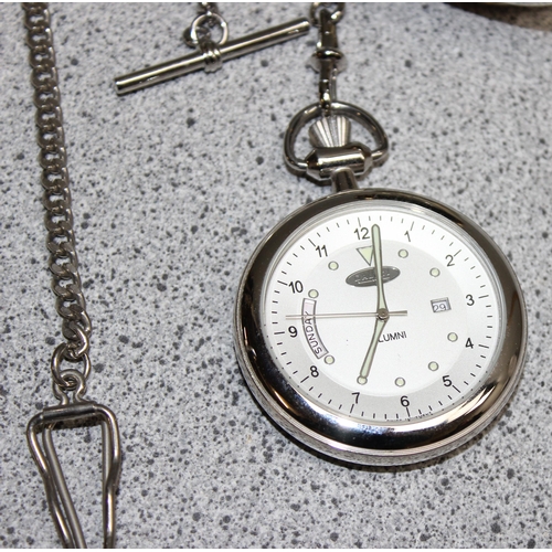 1340 - 5 assorted modern pocket watches, 4 with chains