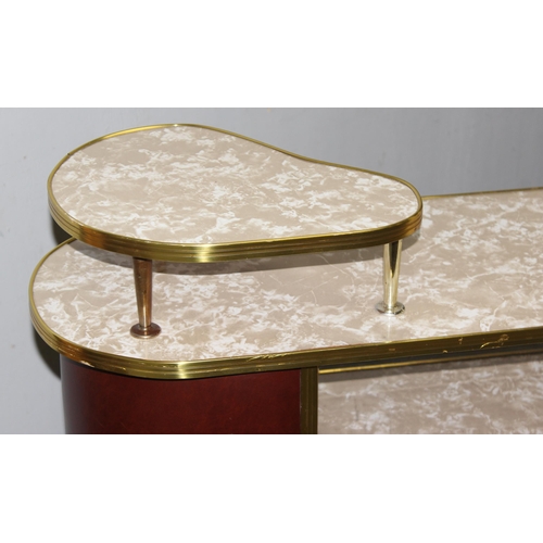 145 - A retro 1960's or 1970's cocktail bar with faux marble top, seemingly unmarked, approx 120cm wide x ... 