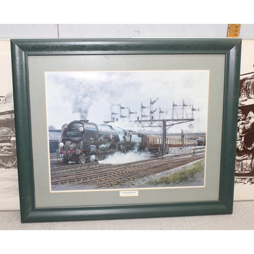 468 - A. L. Hammond, 2 signed limited edition prints of trains, signed in pencil and a further train print... 