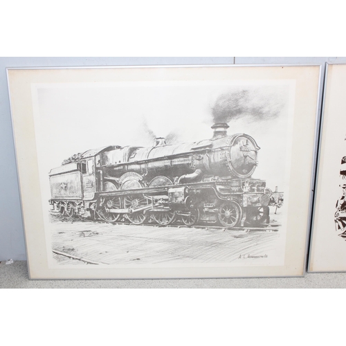 468 - A. L. Hammond, 2 signed limited edition prints of trains, signed in pencil and a further train print... 