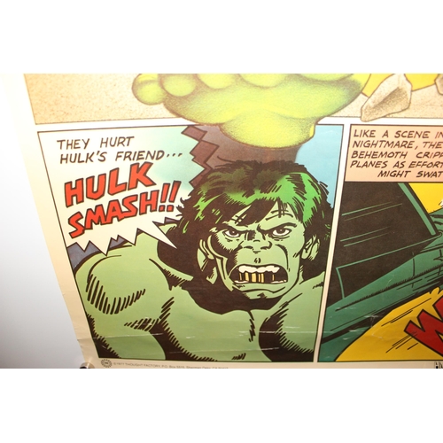 475 - An original 1977 Hulk poster, produced by Thought Factory of California for Marvel Comics, designed ... 