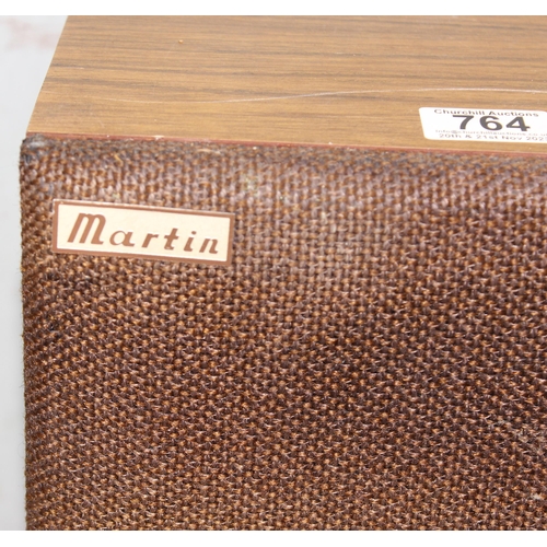 764 - A pair of vintage Martin speakers in wooden cabinets and a Pioneer stereo amplifier model no. SA-710