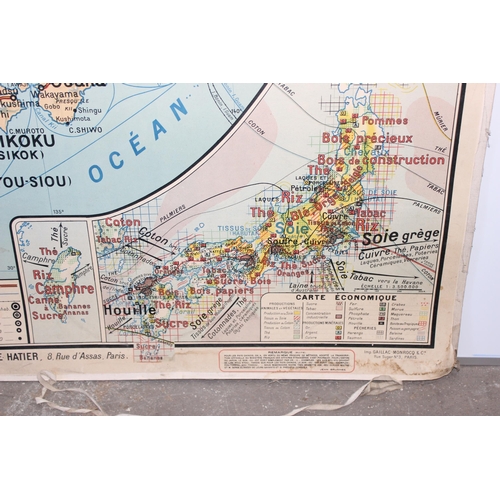 476 - Double sided mid century French map of Japan printed by Gaillac - Monroco & Co of Paris. Approx. 120... 