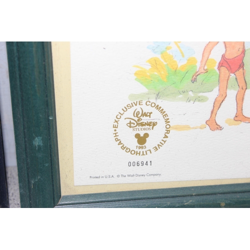 477 - 2 vintage Disney commemorative lithographs of The Jungle Book, in frames, and a Peter Rabbit print (... 