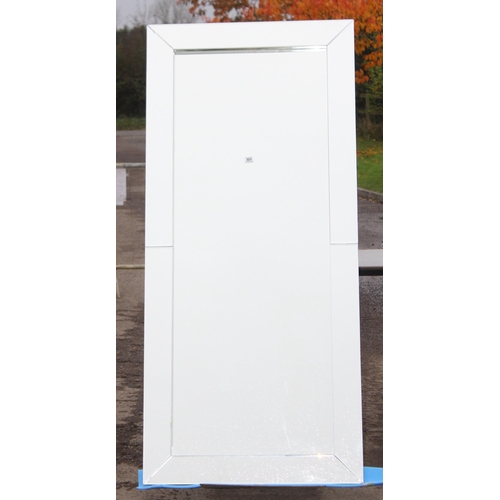 484 - A large wall mirror with mirrored frame, approx 200cm x 90cm