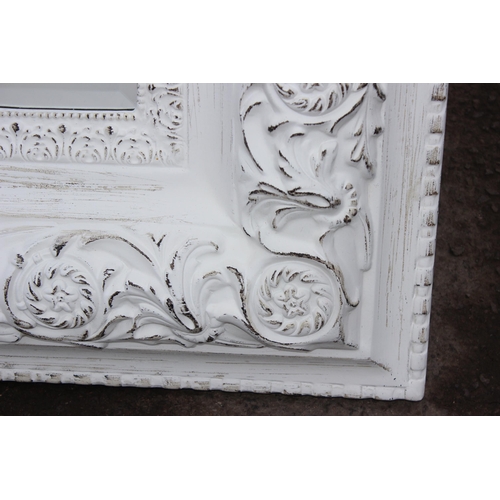 488 - An extremely large antique style mirror with distressed painted frame, approx 230cm x 140cm