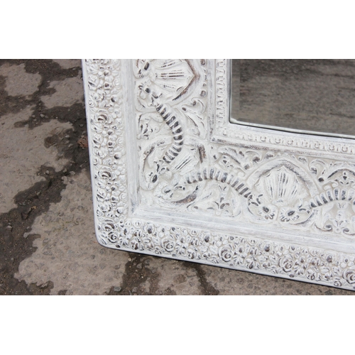 492 - An extremely large antique style mirror with distressed painted frame, approx 225cm x 115cm