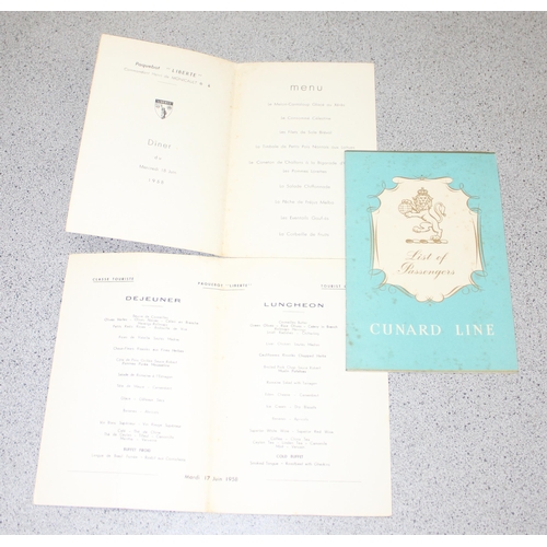 577 - Qty of assorted ephemera to inc a vintage Cunard Passenger list, a signed sheet music by Val Doonica... 