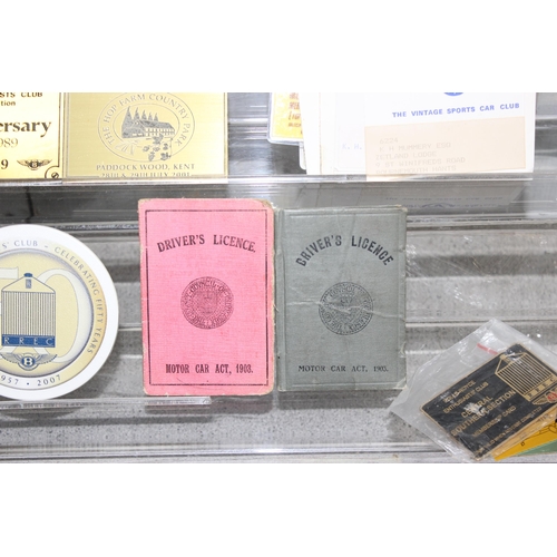 748 - Qty of assorted motoring related ephemera and brass plaques etc