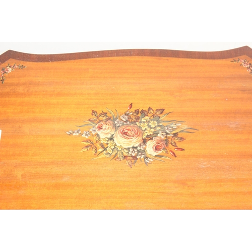 159 - A charming Edwardian tilt top table with hand painted vignettes of flowers to top, approx 52cm wide ... 