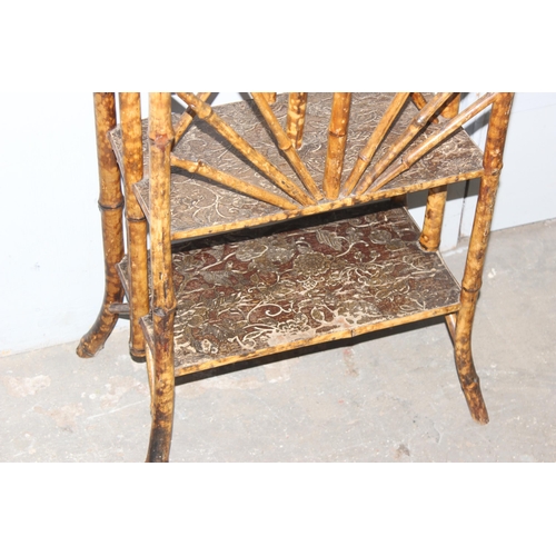 161 - A late 19th century Aesthetic Movement bamboo and rattan what not magazine rack, approx 43cm wide x ... 