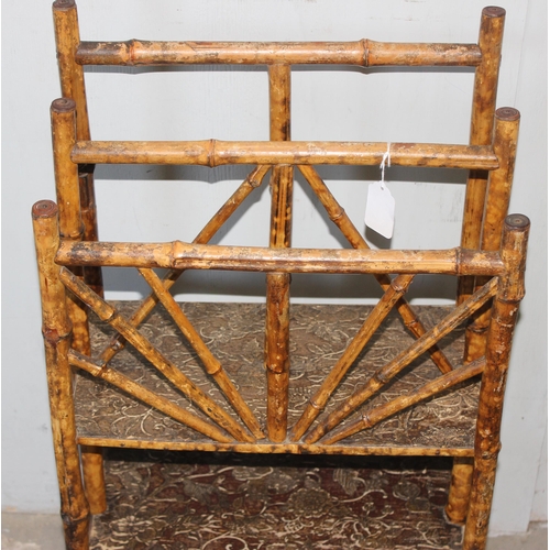 161 - A late 19th century Aesthetic Movement bamboo and rattan what not magazine rack, approx 43cm wide x ... 