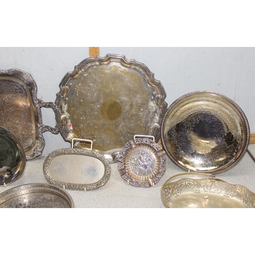 1010 - Qty of assorted antique and vintage silver plated trays and baskets etc, approx 7.2kg gross