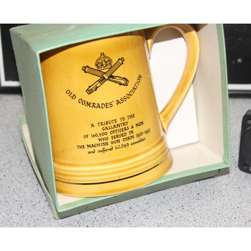 1407 - Mixed lot to include Commemorative 'Old comrades' tankard, vintage airpath compass & 2 black & white... 