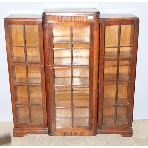 18 - An Art Deco period glazed oak display cabinet, approx 120cm wide x 29cm deep x 122cm tall