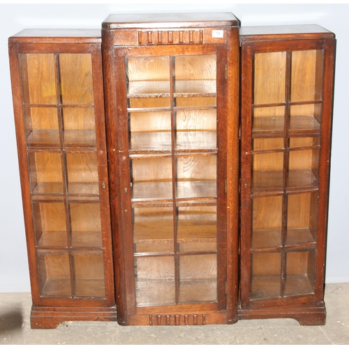 18 - An Art Deco period glazed oak display cabinet, approx 120cm wide x 29cm deep x 122cm tall