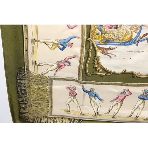 200 - A vintage Hermes of Paris silk scarf, Les Plaisirs du Froid, designed by Hugo Grygkar, approx 87cm x... 