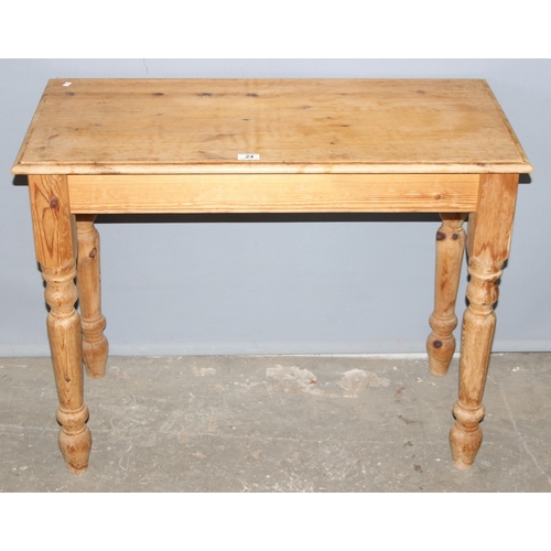 24 - A vintage pine side or hall table with lift up top, approx 91cm wide x 47cm deep x 71cm tall