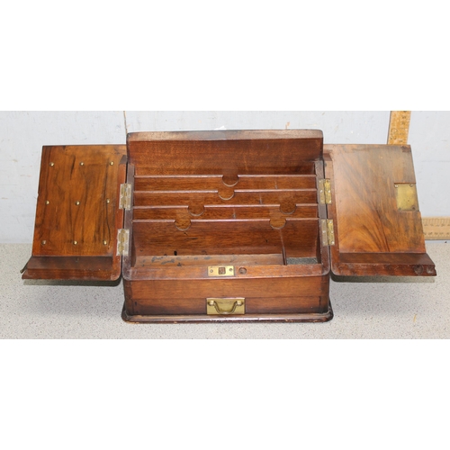 270 - Antique mahogany stationery box with internal waterfall letter rack