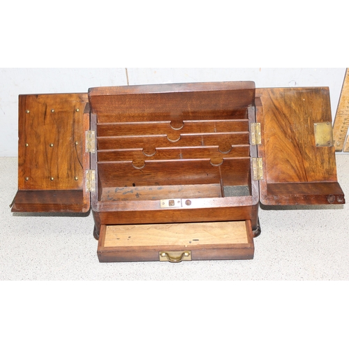 270 - Antique mahogany stationery box with internal waterfall letter rack