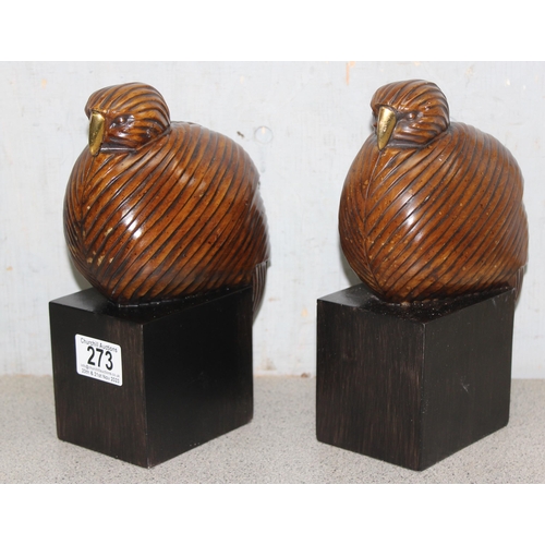 273 - Austin Kinder collection sleeping bird bookends, stand approx 21cm high