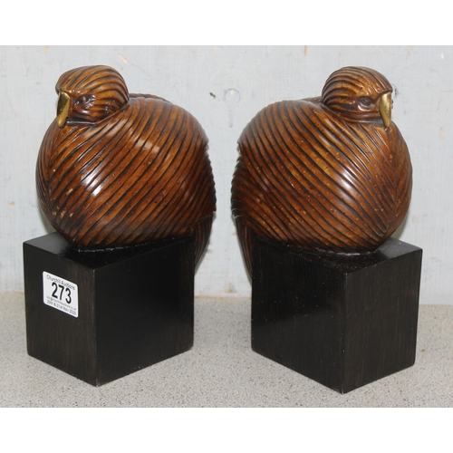 273 - Austin Kinder collection sleeping bird bookends, stand approx 21cm high