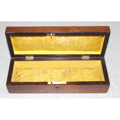 275 - Mahogany glovebox with mother of pearl inlay and a tooled leather writing box with inkwell