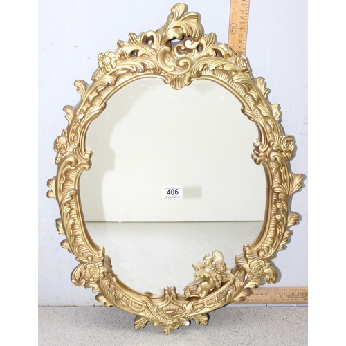 406 - 3 vintage Rococo style gilt framed mirrors, the largest approx 65cm x 50cm