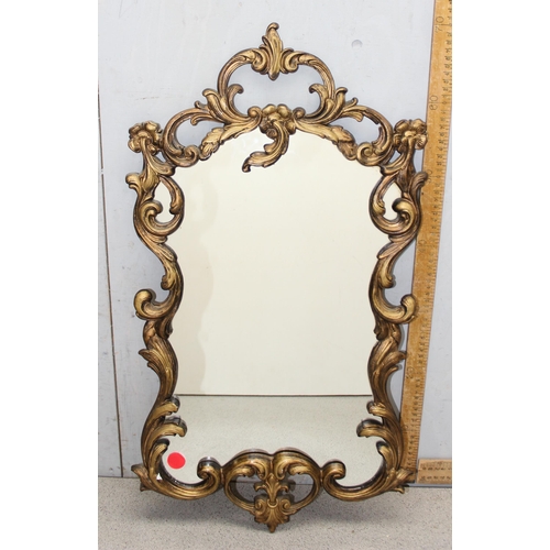 406 - 3 vintage Rococo style gilt framed mirrors, the largest approx 65cm x 50cm