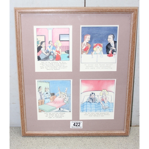 422 - 2 framed comic strip pictures, approx 34cm x 39cm