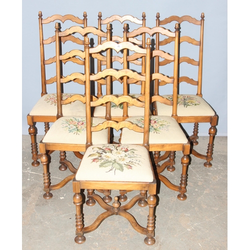 46 - A set of 6 17th century style dining chairs with tapestry seats