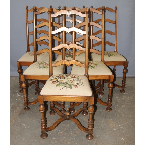 46 - A set of 6 17th century style dining chairs with tapestry seats