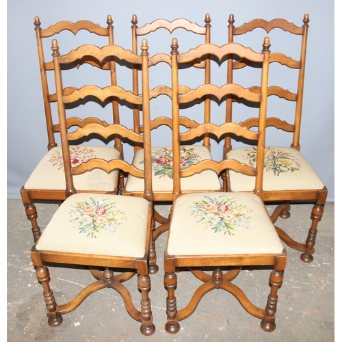 46 - A set of 6 17th century style dining chairs with tapestry seats