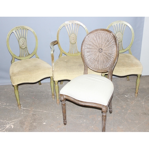 50 - 4 assorted Georgian style chairs with distressed finish