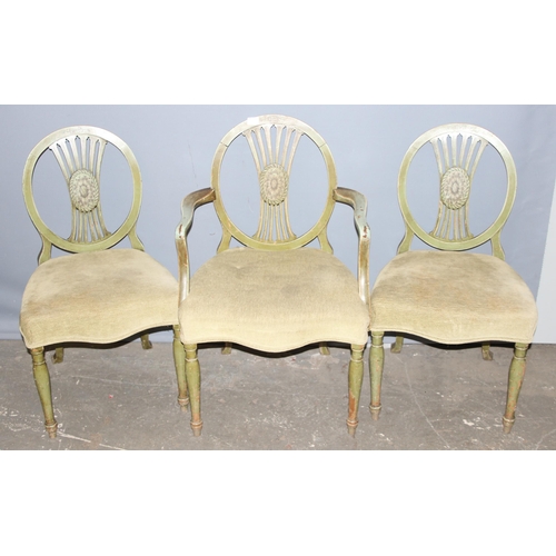 50 - 4 assorted Georgian style chairs with distressed finish